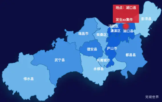 echarts九江市地图 tooltip轮播实例